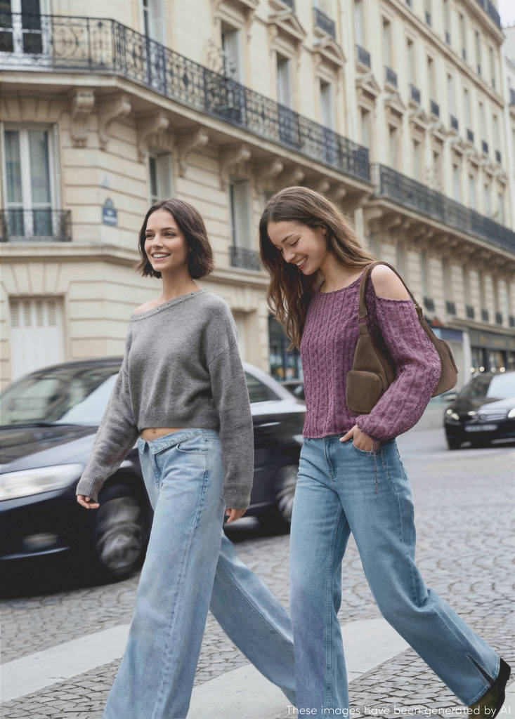 Low-waist jeans with turn-ups — Light Blue