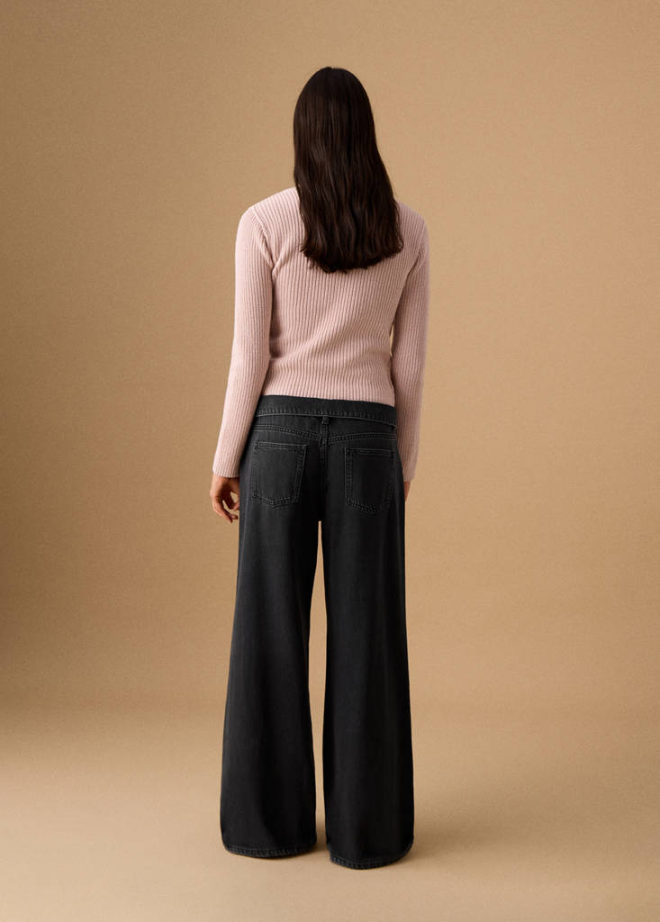 Low-waist jeans with turn-ups — Black denim