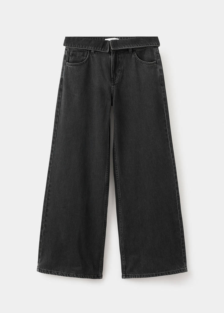 Low-waist jeans with turn-ups — Black denim