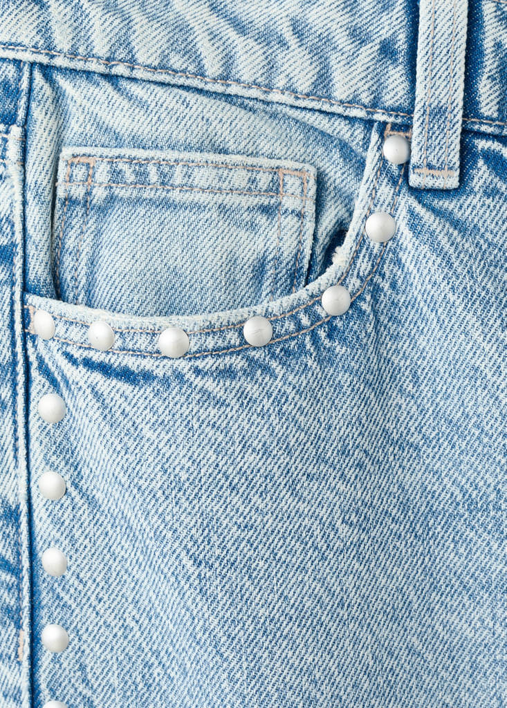 Straight-fit jeans with studs — Medium Blue