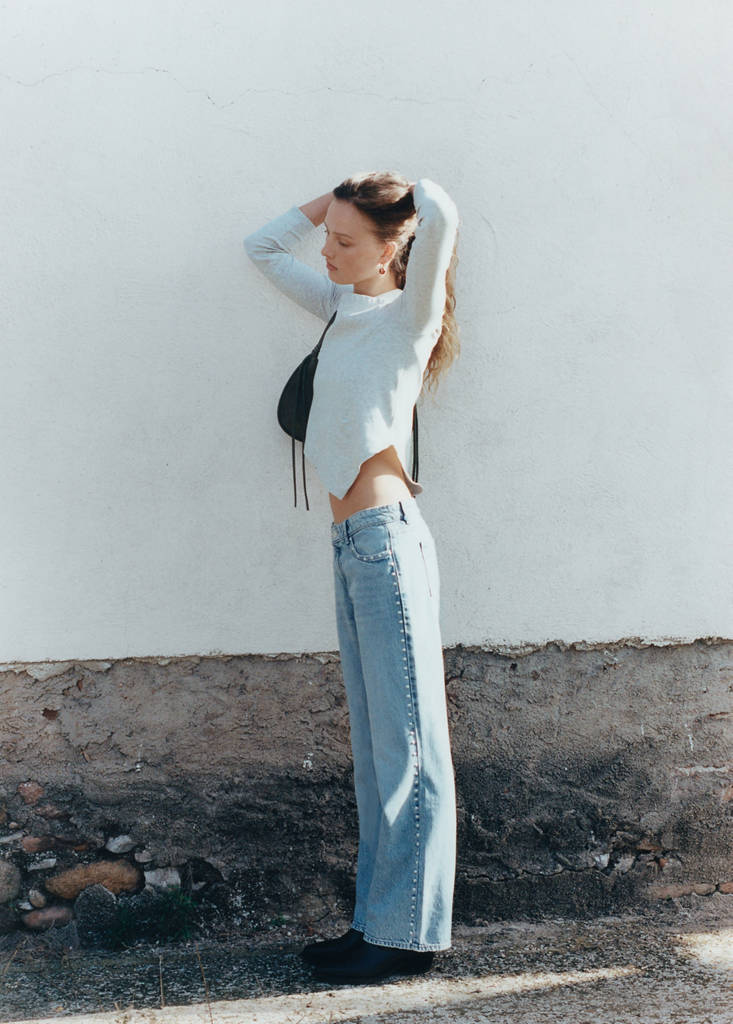 Straight-fit jeans with studs — Medium Blue