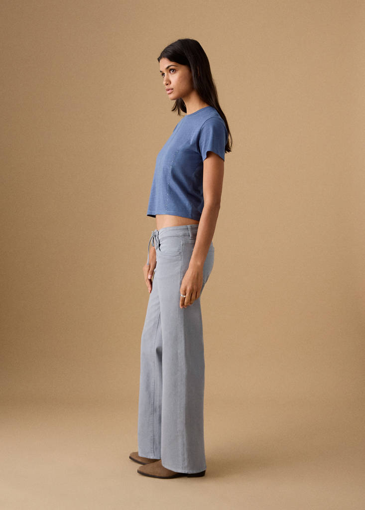 Low-rise jeans with cord drawstring — Blue
