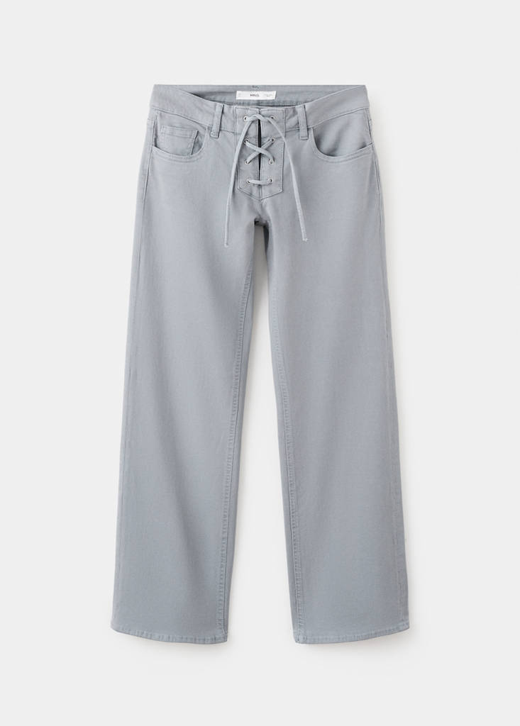 Low-rise jeans with cord drawstring — Blue