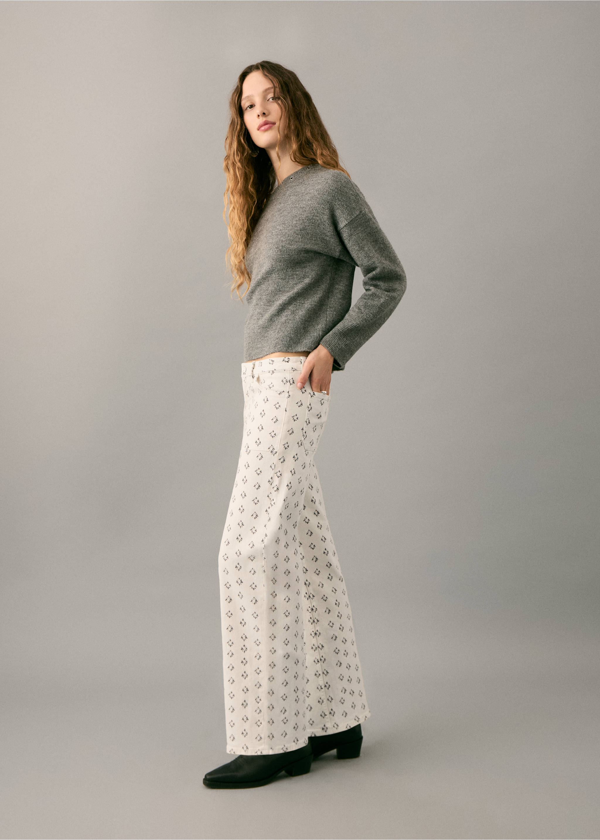 بنطلون جينز مستقيم مطبوع - رؤية وسط, سكري. Ref: 27011255-00.