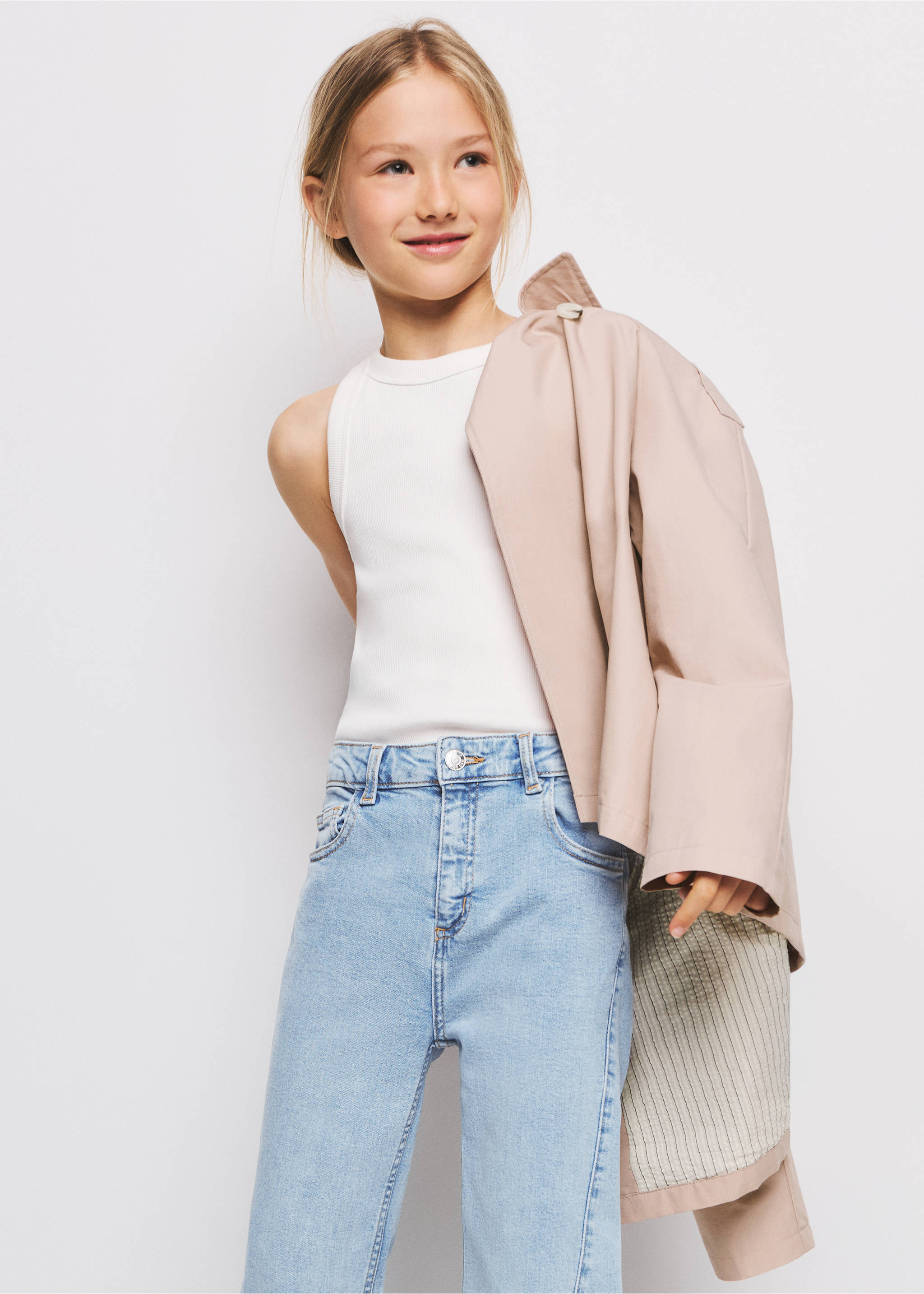 Decorative seam flared jeans - Medium plane, Light Blue. Ref: 27011262-00.