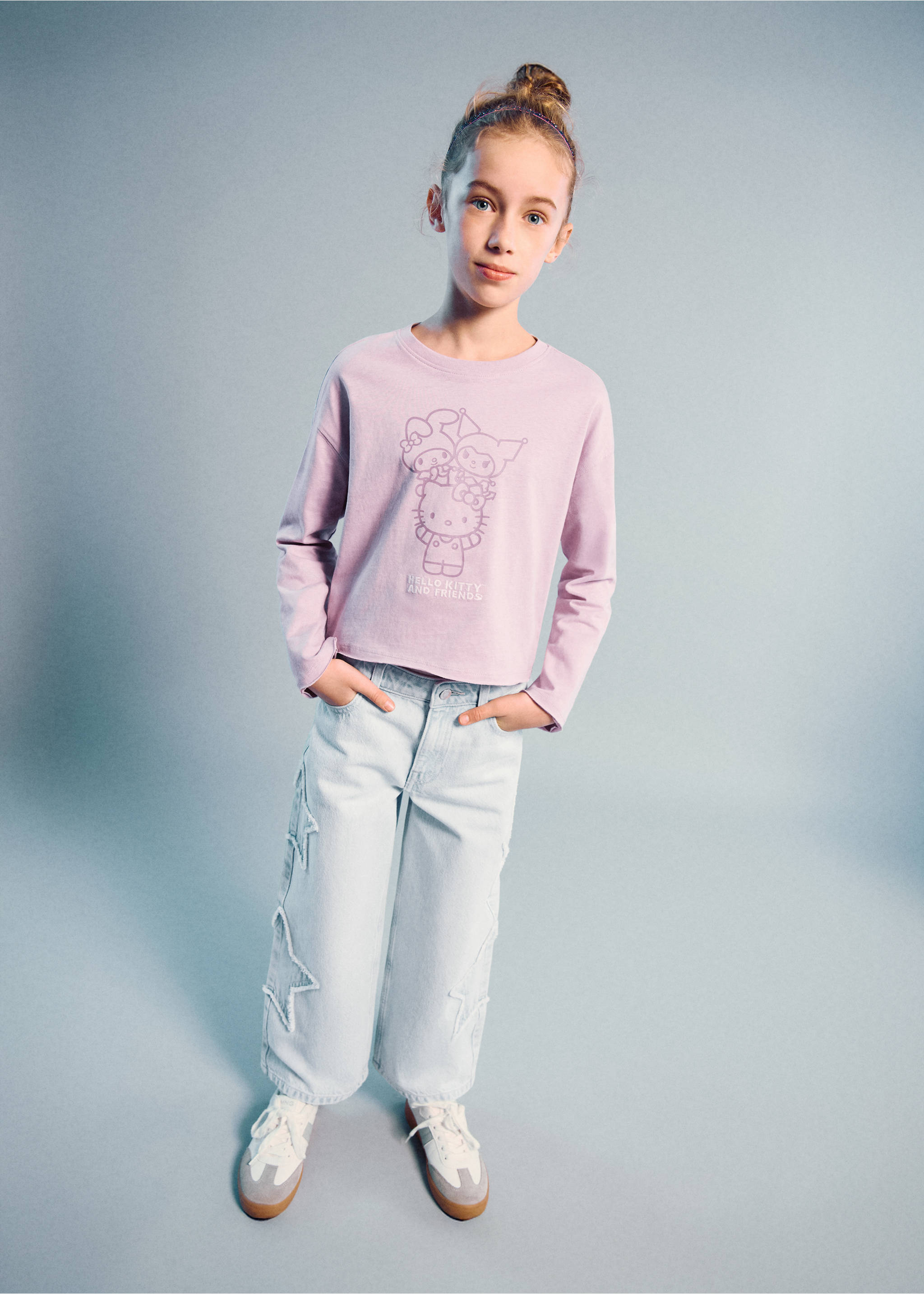 Jean wide leg étoiles - Plan général, Bleu clair. Ref: 27011264-00.