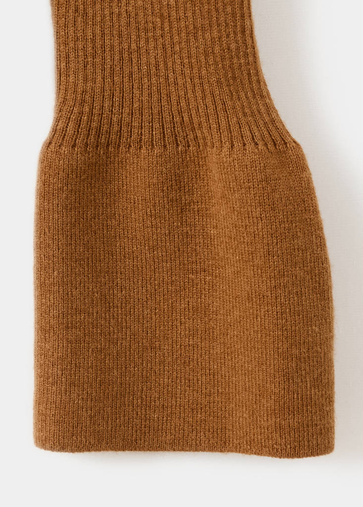 Polo-neck ribbed sweater — Tobacco Brown