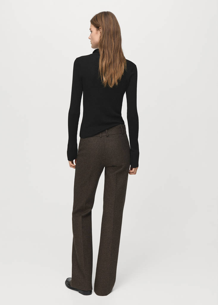 Polo-neck ribbed sweater — Black