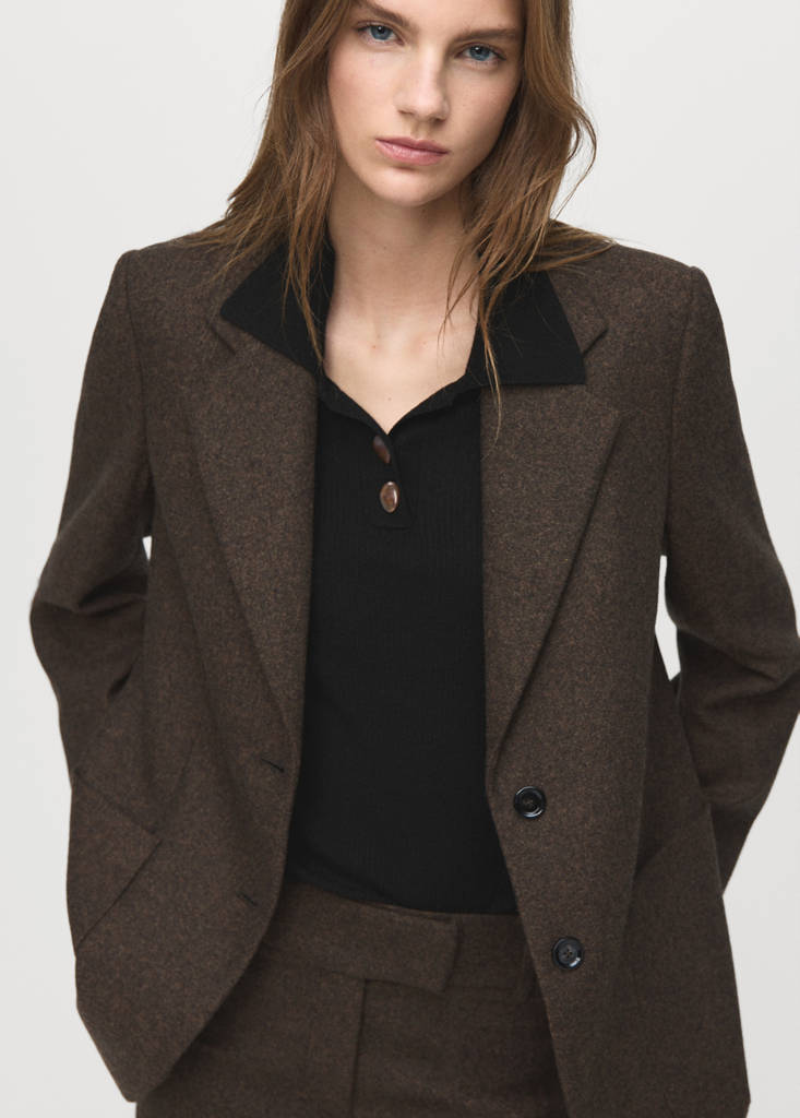 Polo-neck ribbed sweater — Black