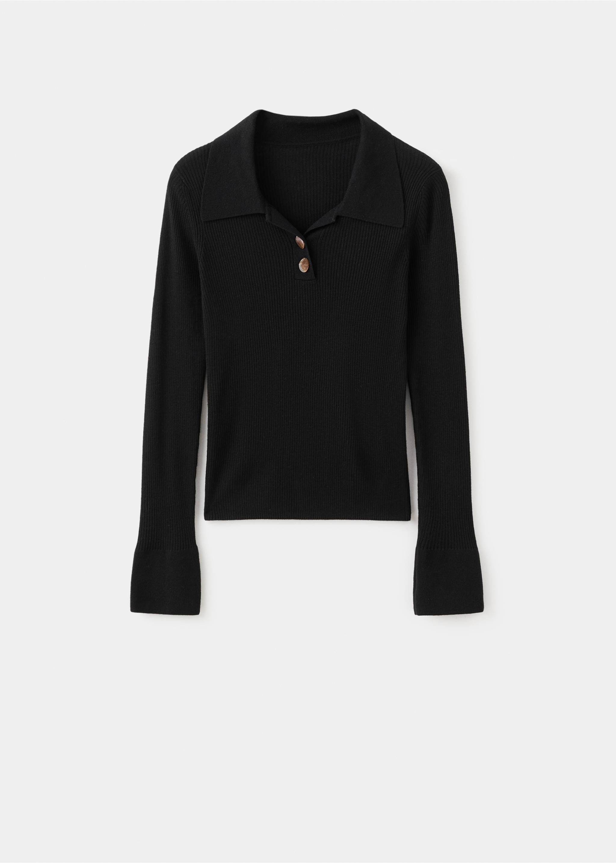 Polo-neck ribbed sweater - Article without model, Black. Ref: 27011277-00.