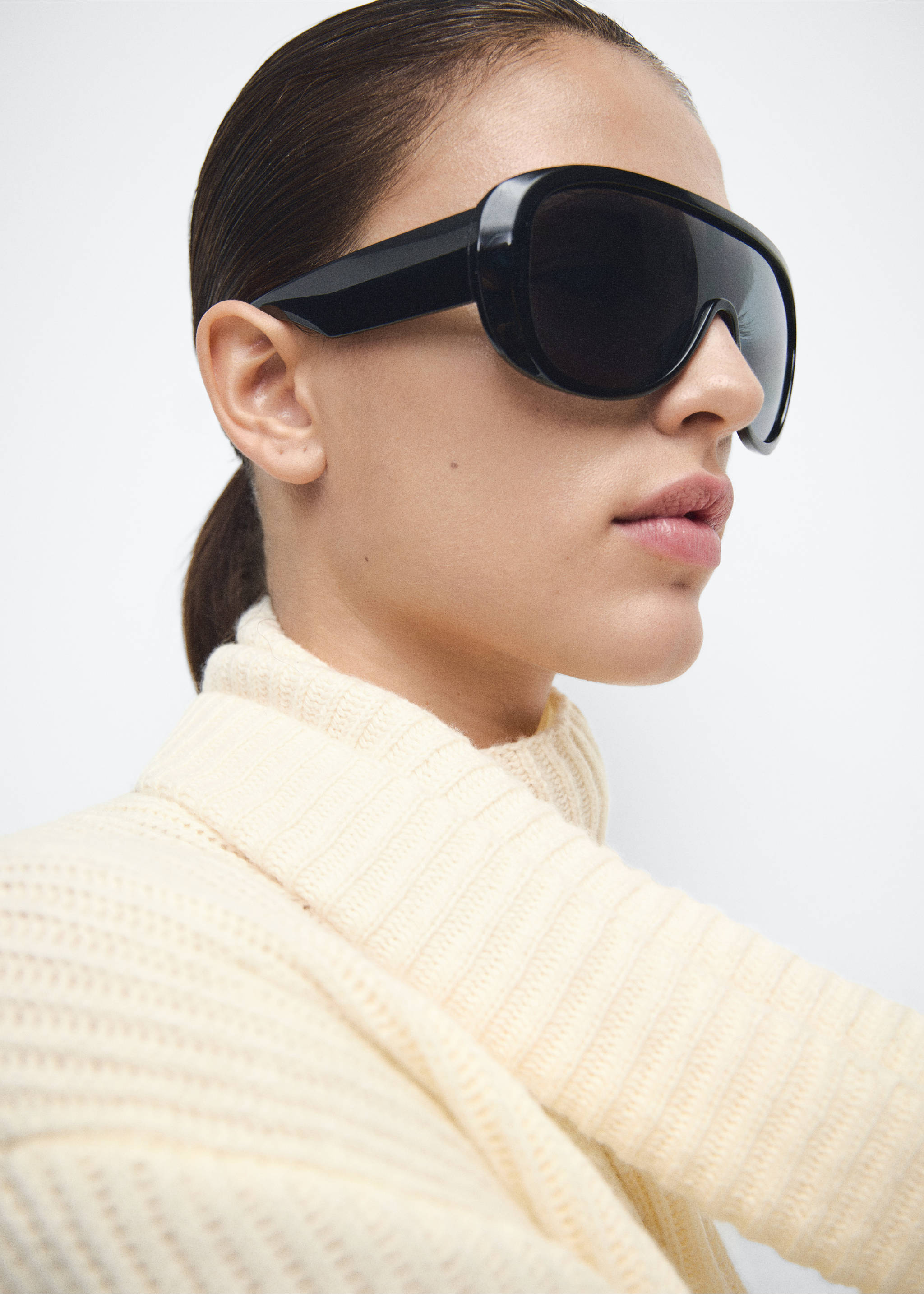 围巾装饰罗纹针织衫 - null, 米色. Ref: 27011279-00.