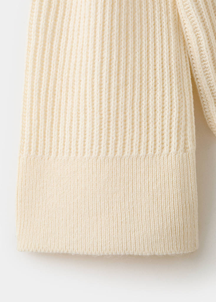 Ribbed sweater with scarf detail — Ecru