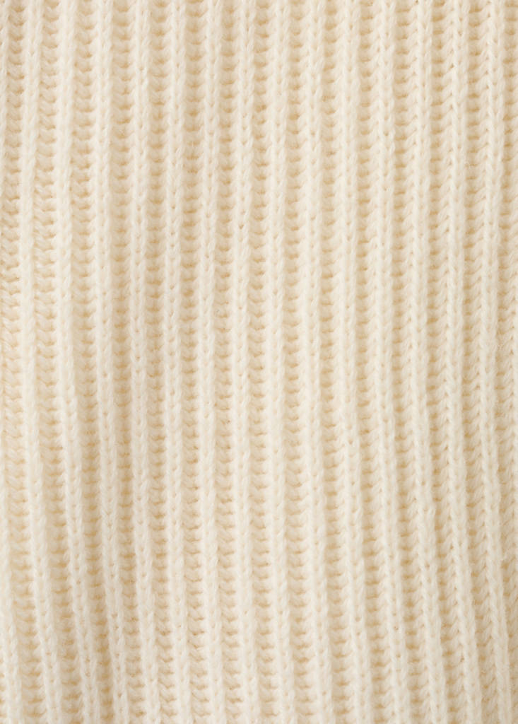Ribbed sweater with scarf detail — Ecru