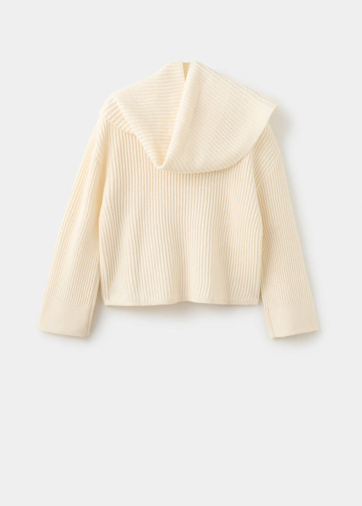 Ribbed sweater with scarf detail — Ecru