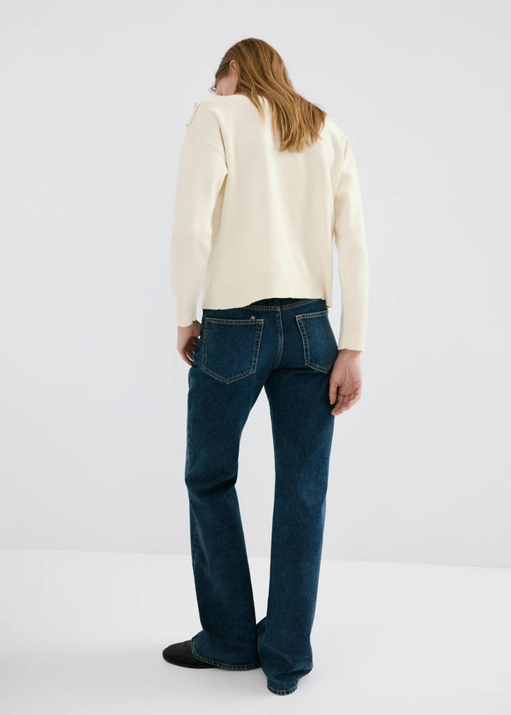 Knitted sweater with jewel buttons — Ecru