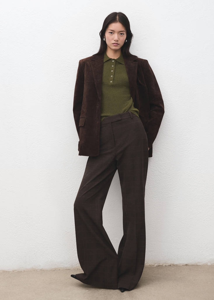Long-sleeved polo-neck sweater — Khaki