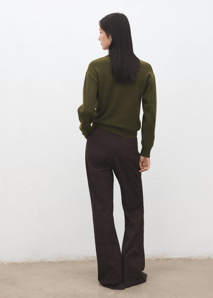 Long-sleeved polo-neck sweater — Khaki
