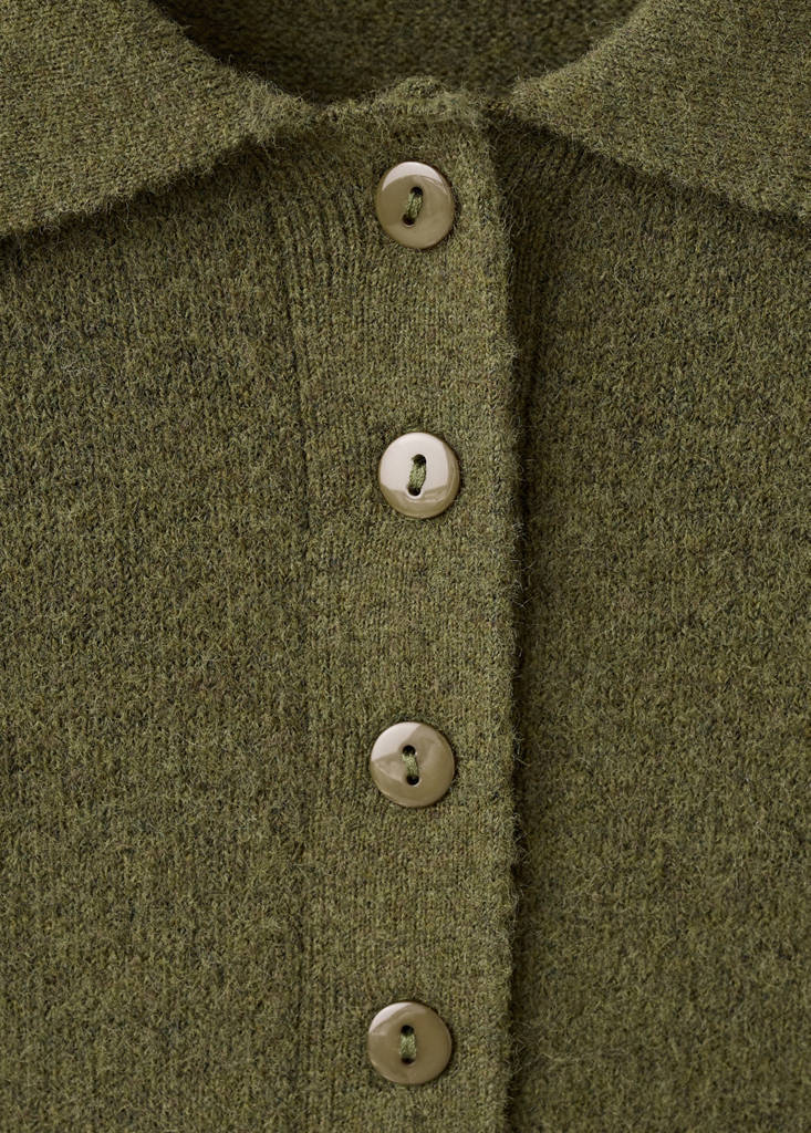 Long-sleeved polo-neck sweater — Khaki
