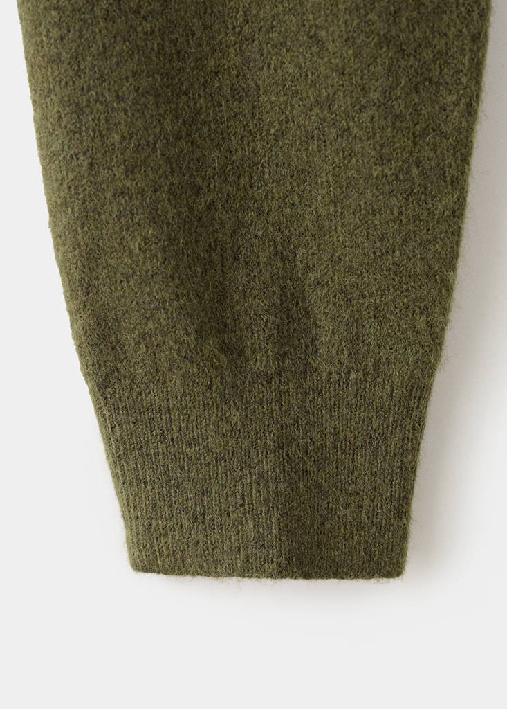 Long-sleeved polo-neck sweater — Khaki