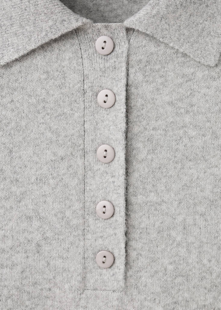 Long-sleeved polo-neck sweater — Light Heather Grey