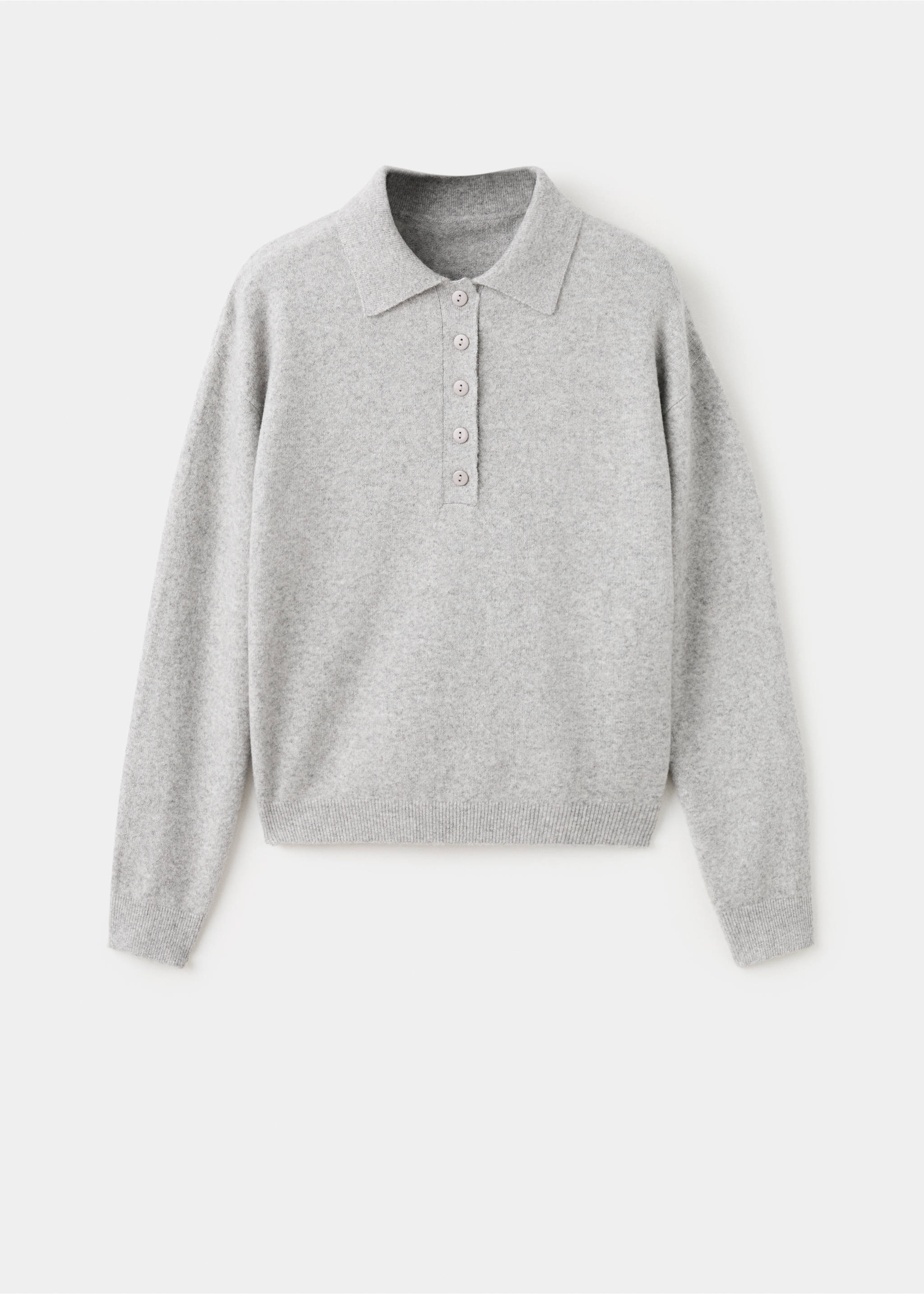 Long-sleeved polo-neck sweater - Article without model, Light Heather Grey. Ref: 27011282-00.