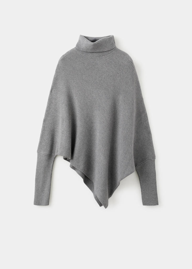 Sweater with asymmetrical roll neck — Medium Heather Grey