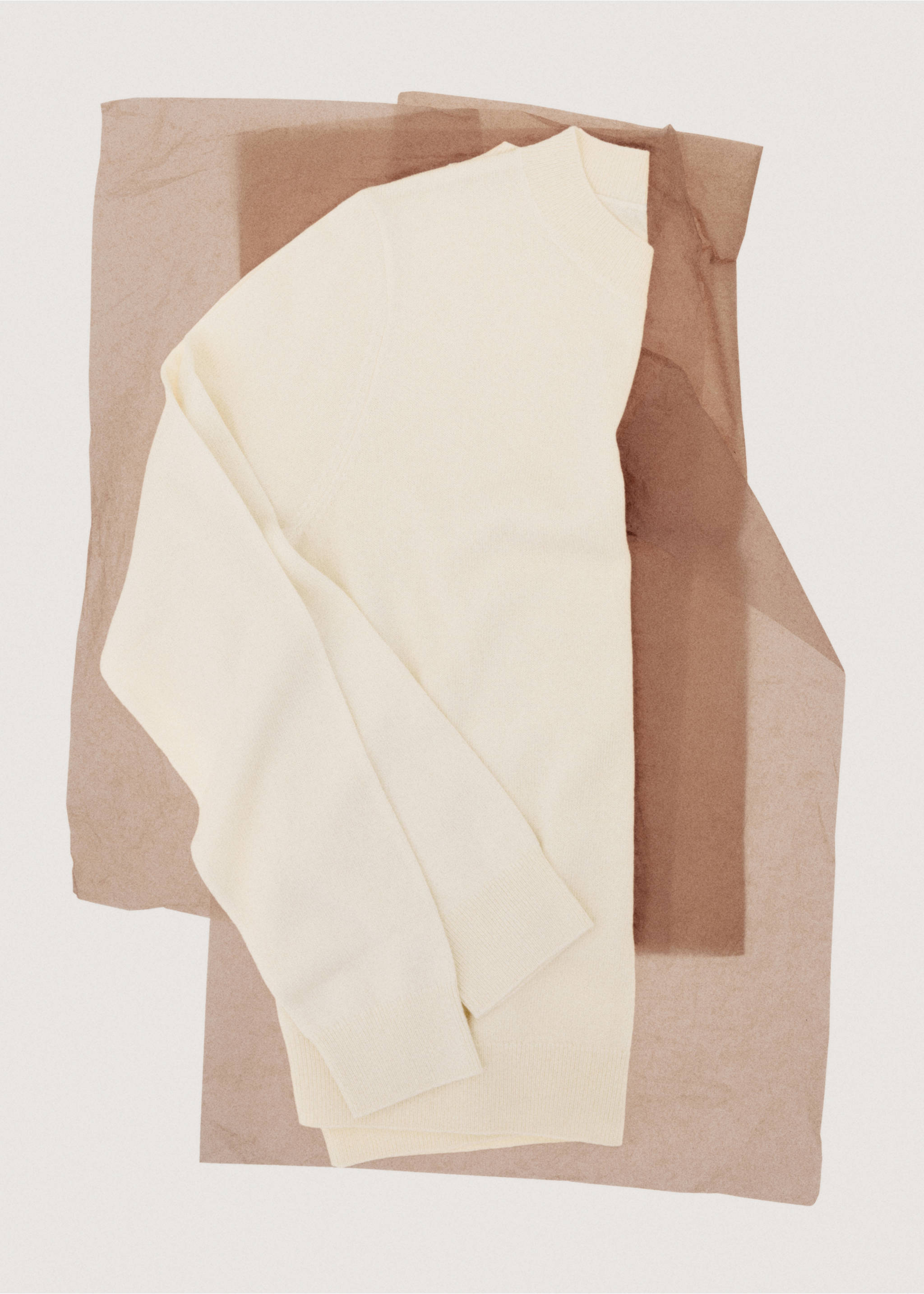 Round-neck knitted sweater - Details of the article 7, Ecru. Ref: 27011284-00.