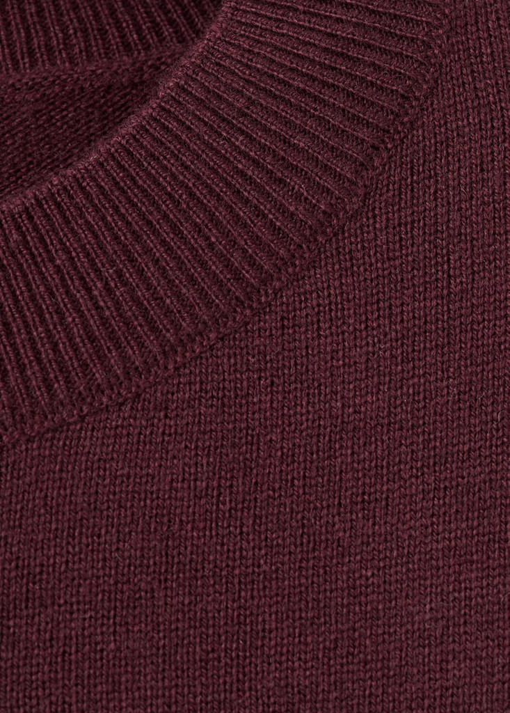 Round-neck knitted sweater — Wine