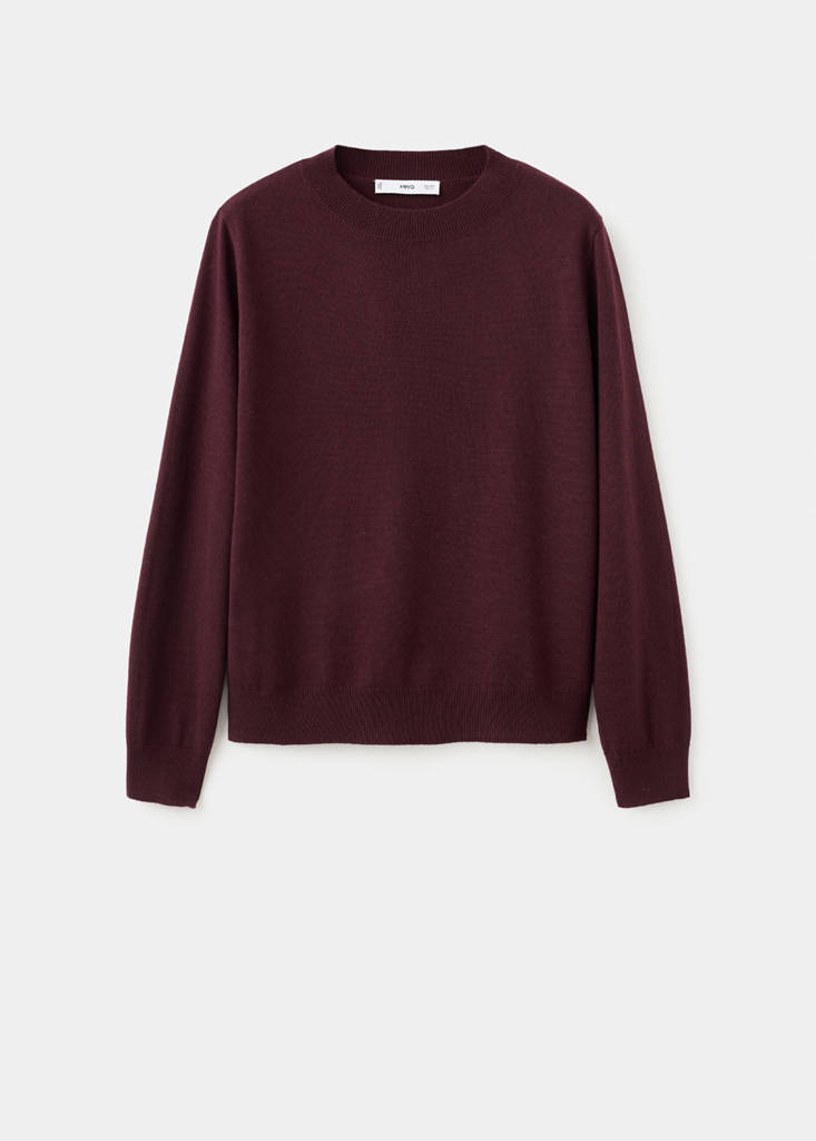 Round-neck knitted sweater — Wine