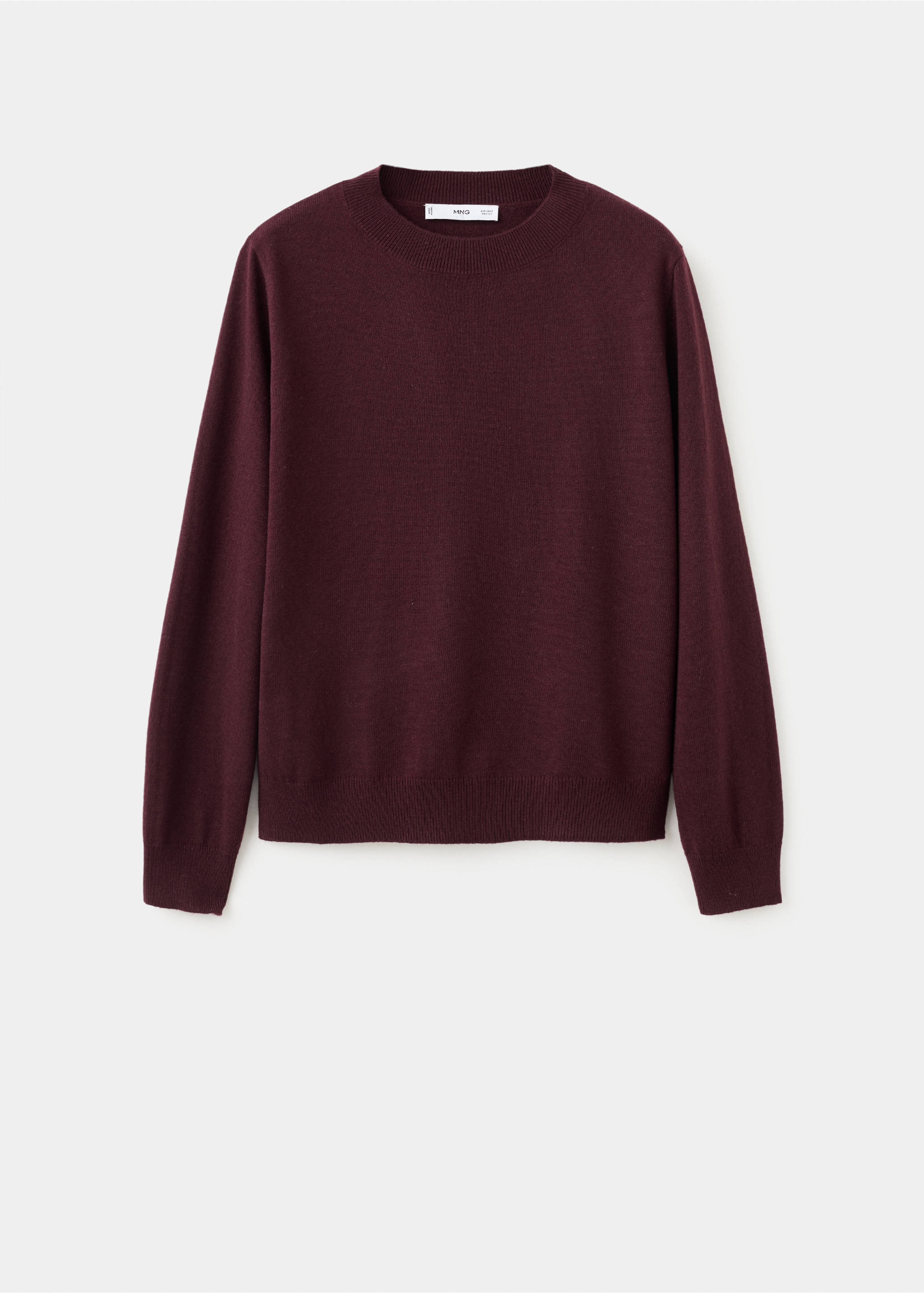 Round-neck knitted sweater - Article without model, Wine. Ref: 27011284-00.