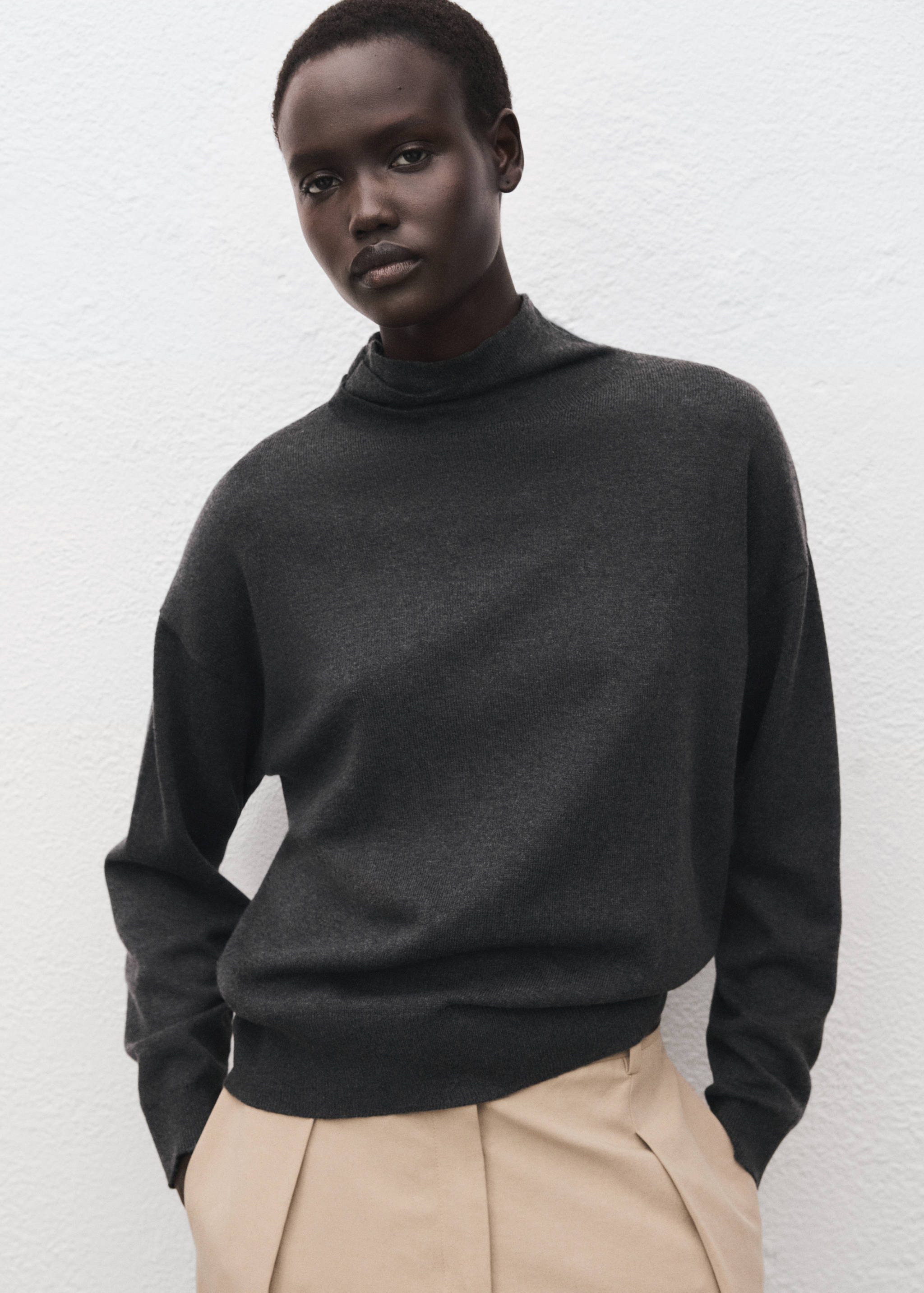 Draped turtleneck sweater - Medium plane