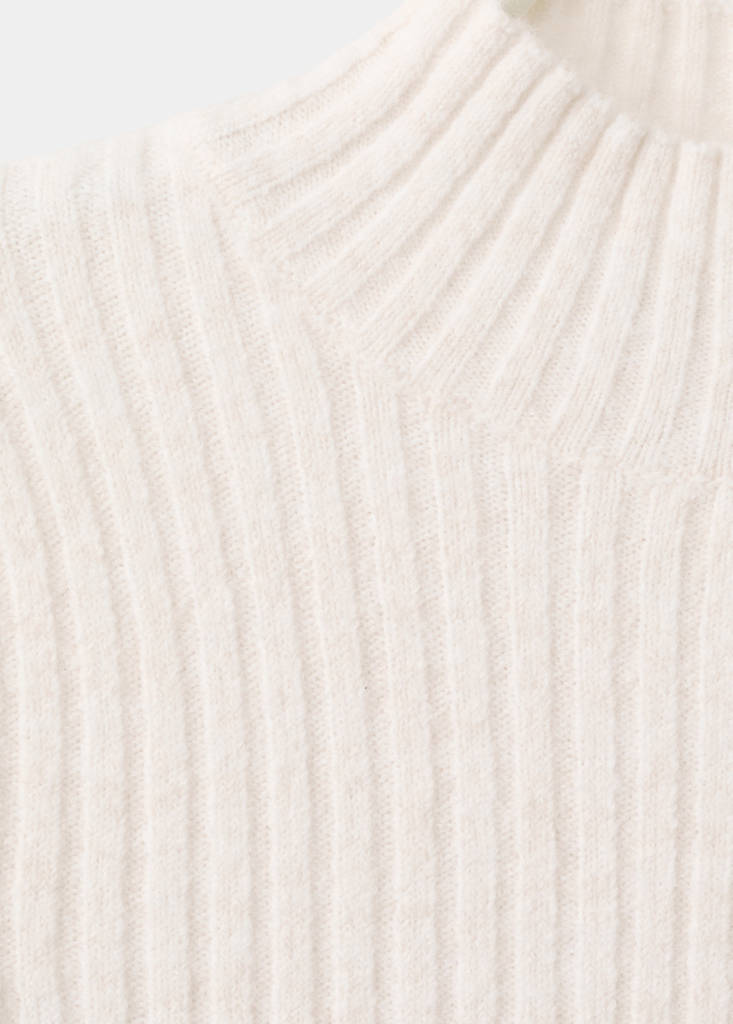 Fitted sweater with perkins neck — Ecru