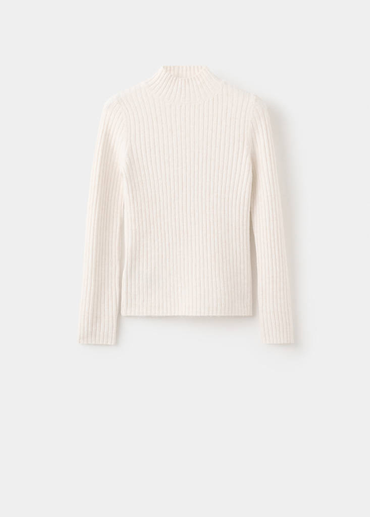 Fitted sweater with perkins neck — Ecru