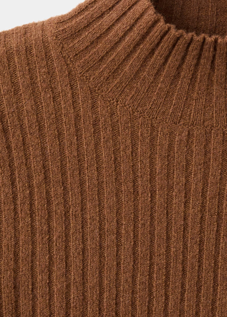 Fitted sweater with perkins neck — Caramel