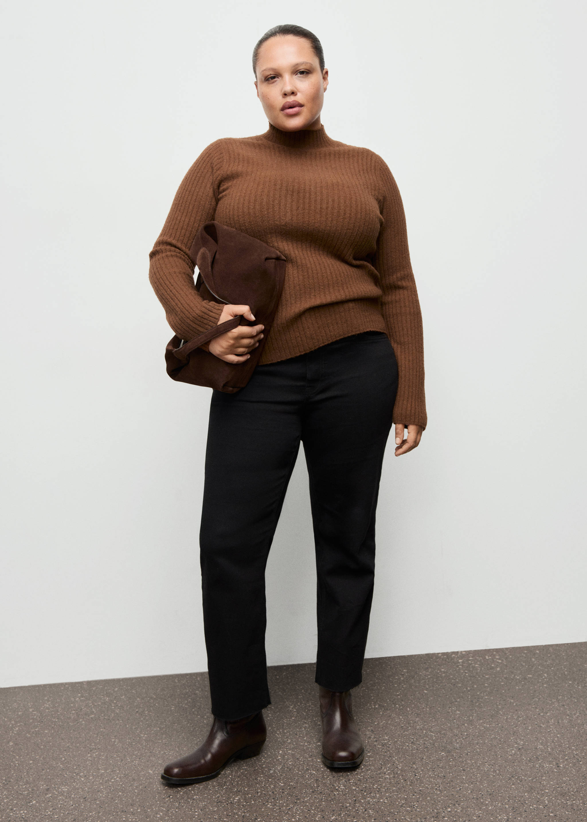 Fitted sweater with perkins neck - Details of the article 3