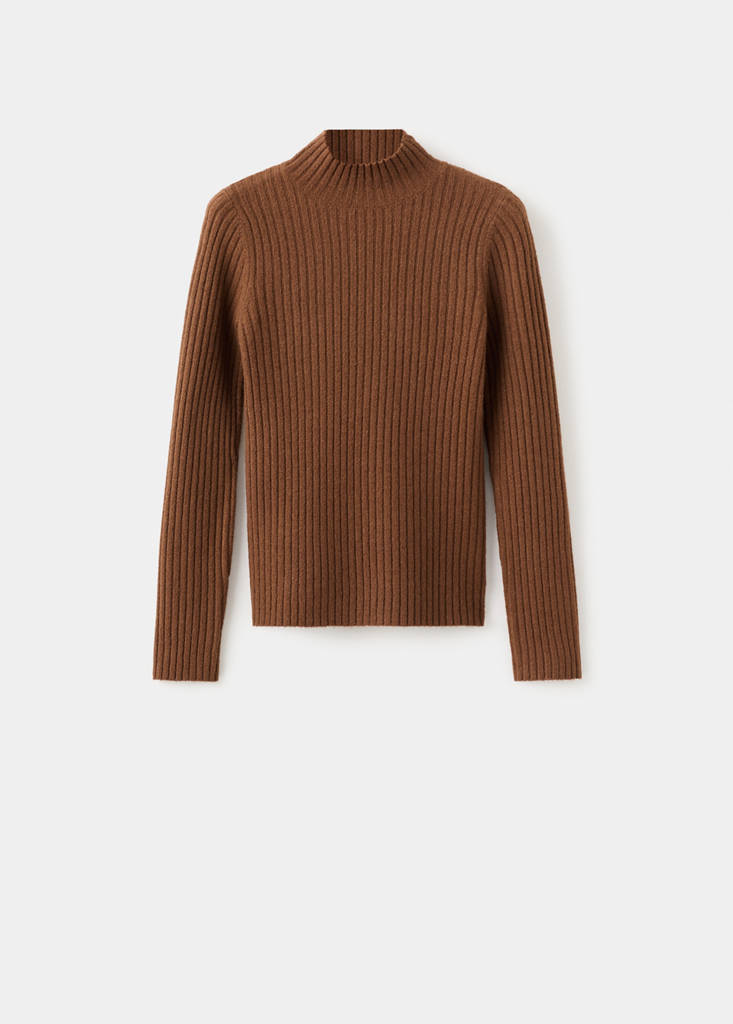Fitted sweater with perkins neck — Caramel