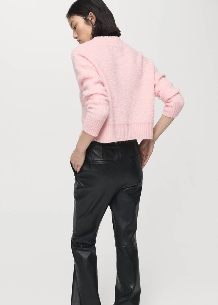 Knitted sweater with perkins neck — Pale Pink