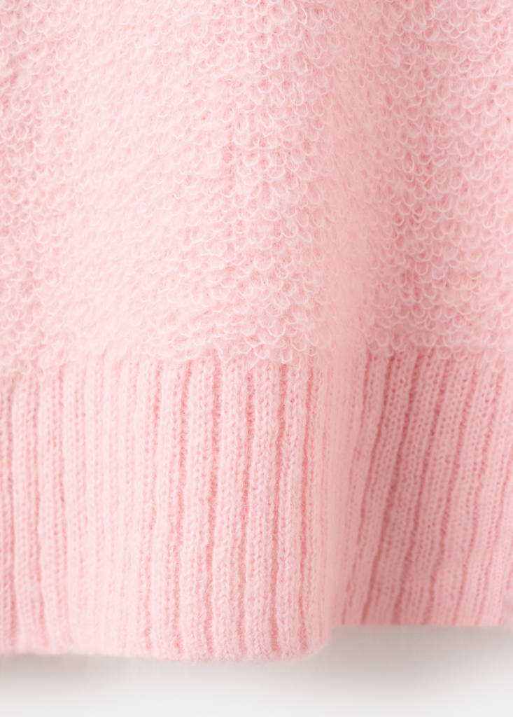 Knitted sweater with perkins neck — Pale Pink