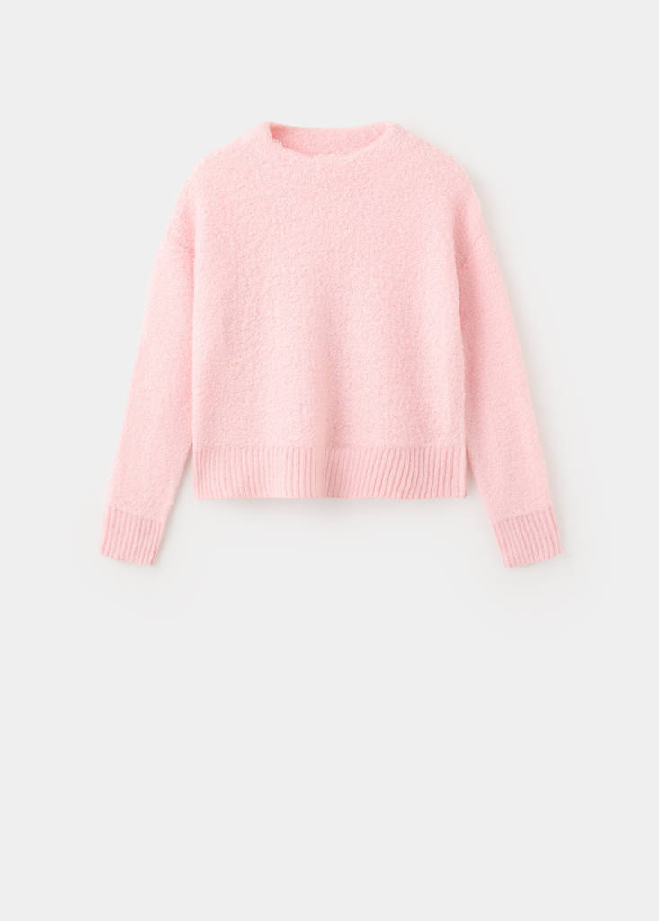 Knitted sweater with perkins neck — Pale Pink