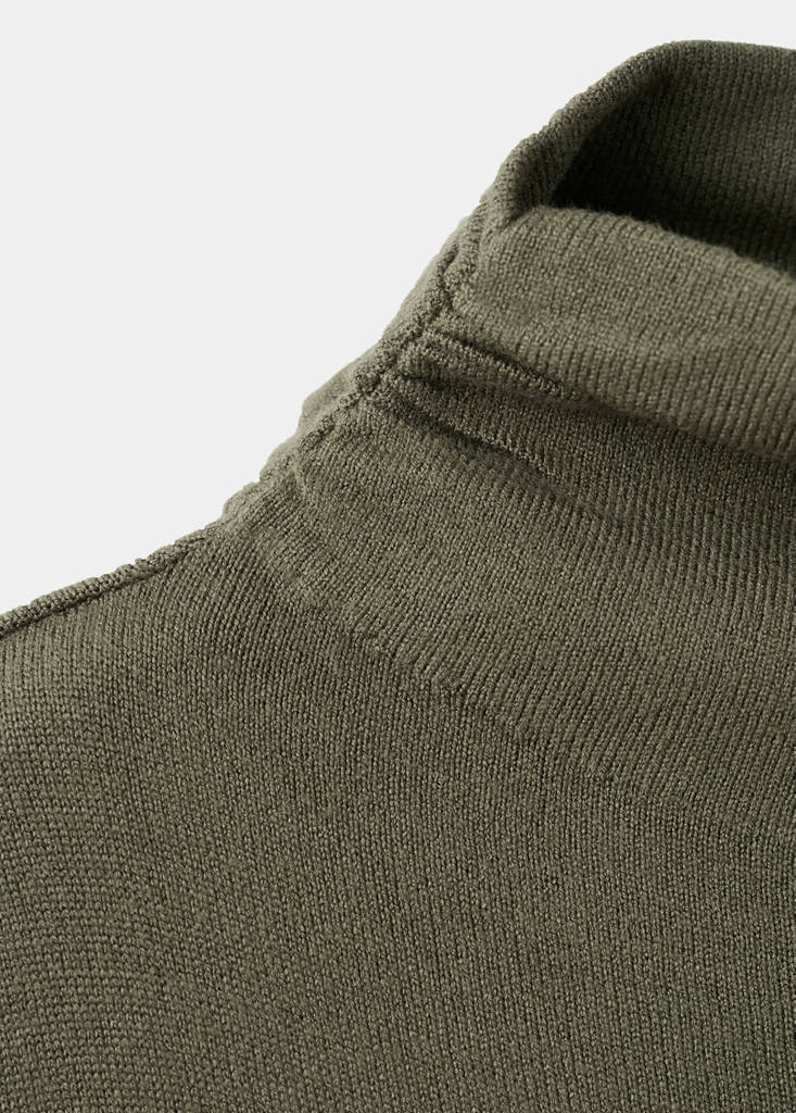 Gathered perkins-neck sweater — Khaki