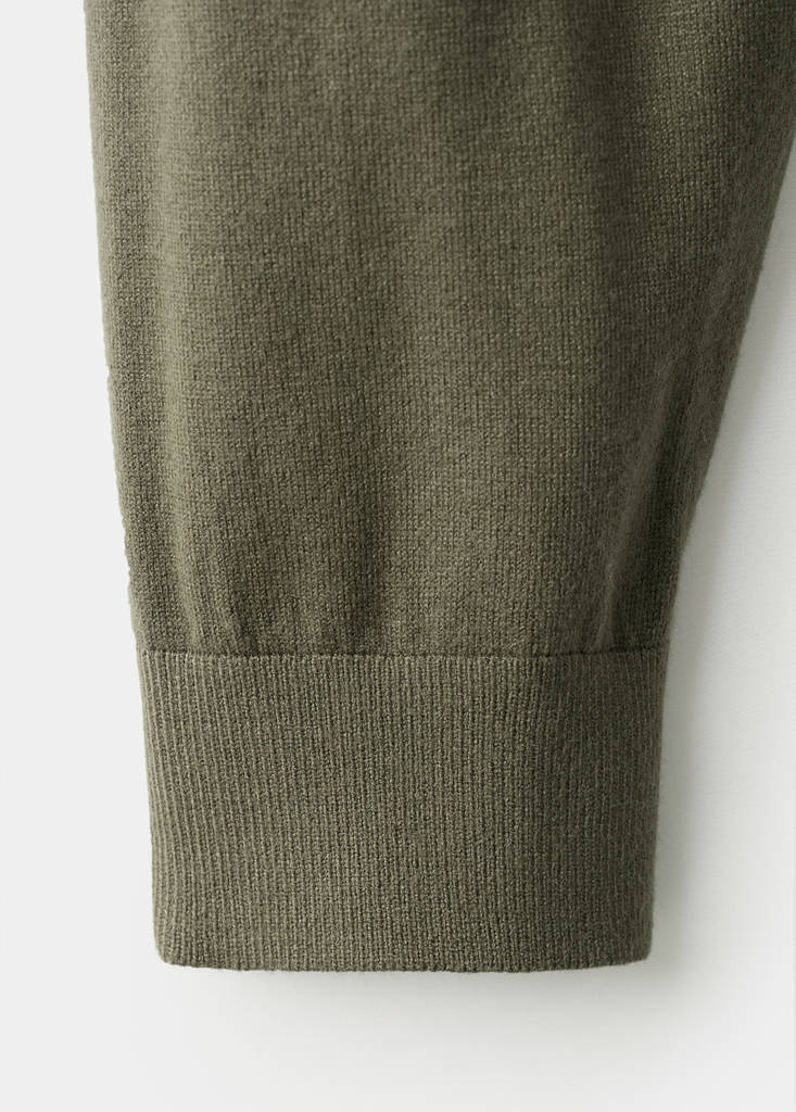 Gathered perkins-neck sweater — Khaki