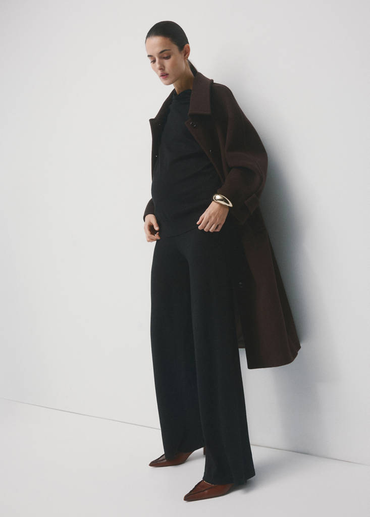 Gathered perkins-neck sweater — Black