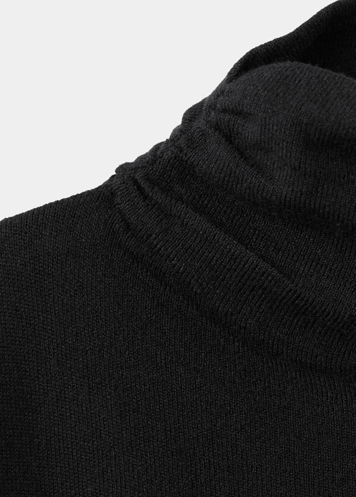 Gathered perkins-neck sweater — Black