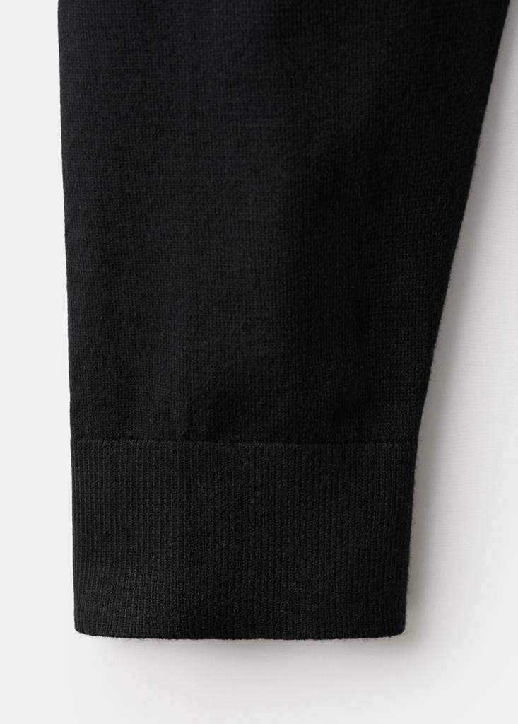 Gathered perkins-neck sweater — Black