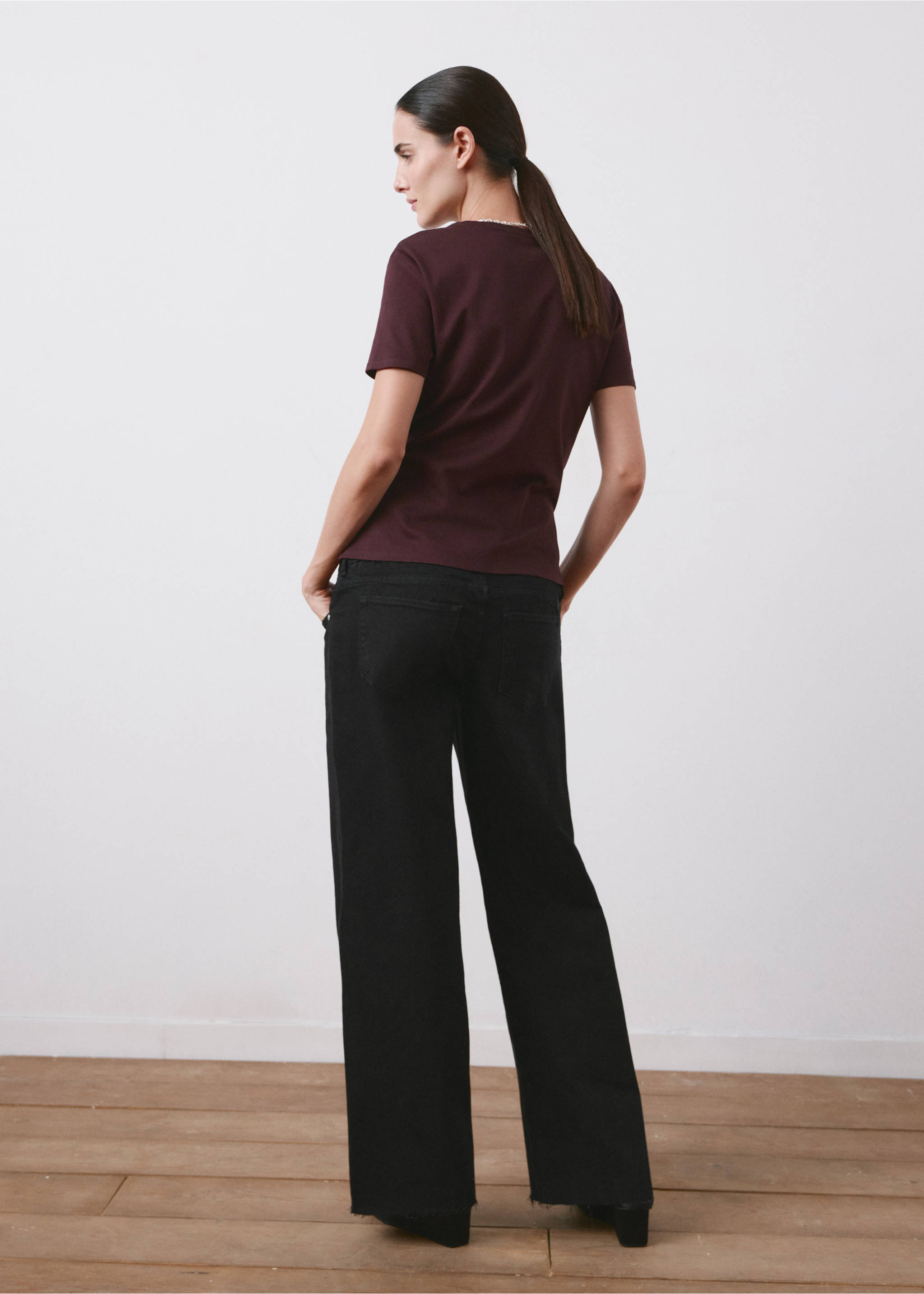 Wide leg maternity jeans - Reverse of the article, Black denim. Ref: 27011292-00.