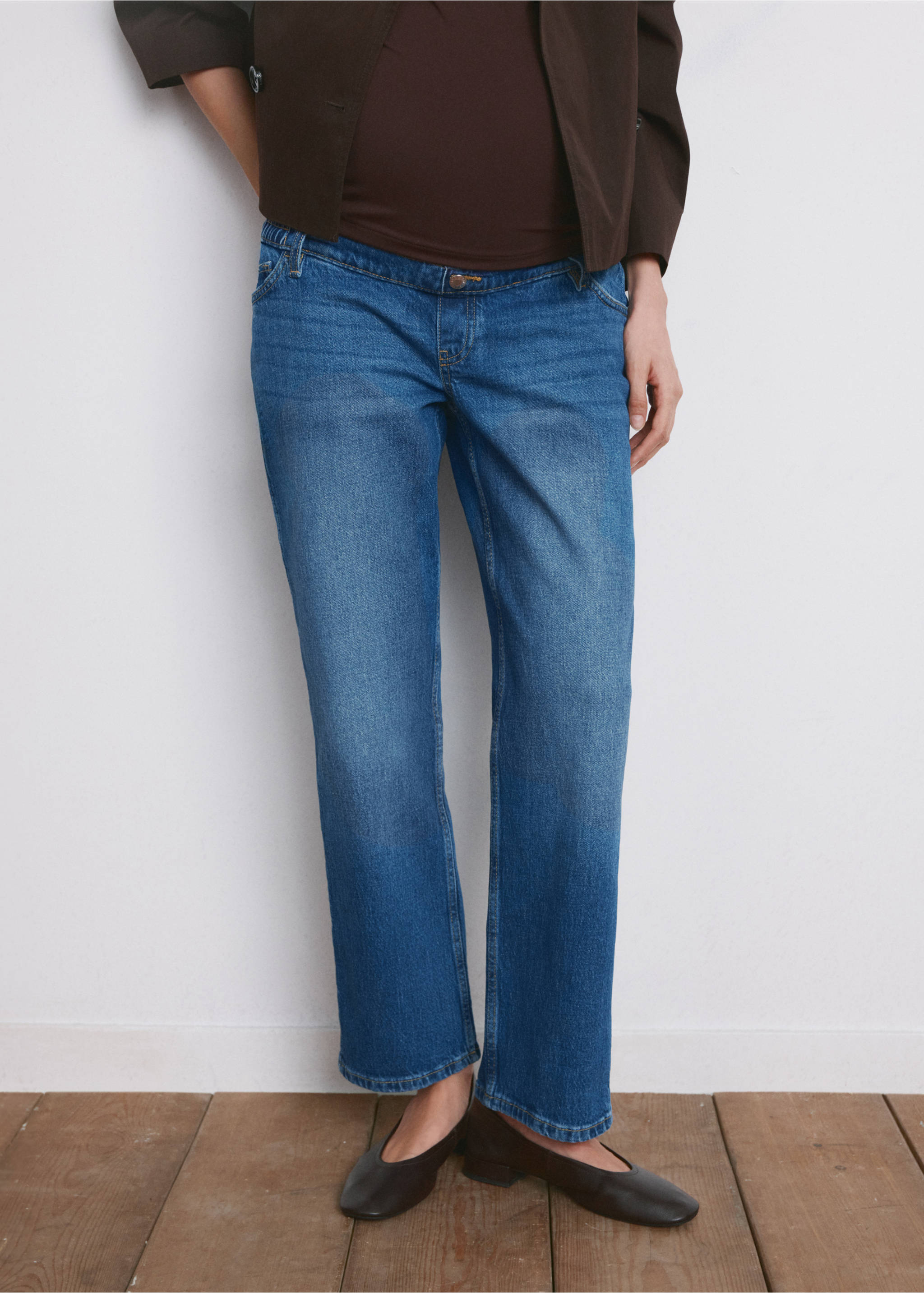 Maternity Straight Jeans - Medium plane, Dark Blue. Ref: 27011294-00.