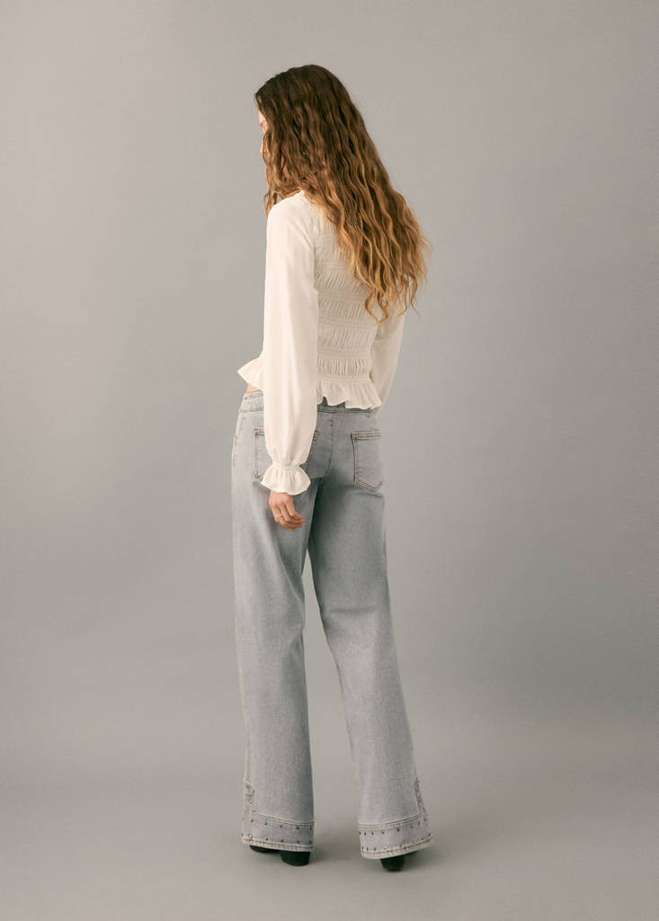Low-waist studded jeans — Denim Grey