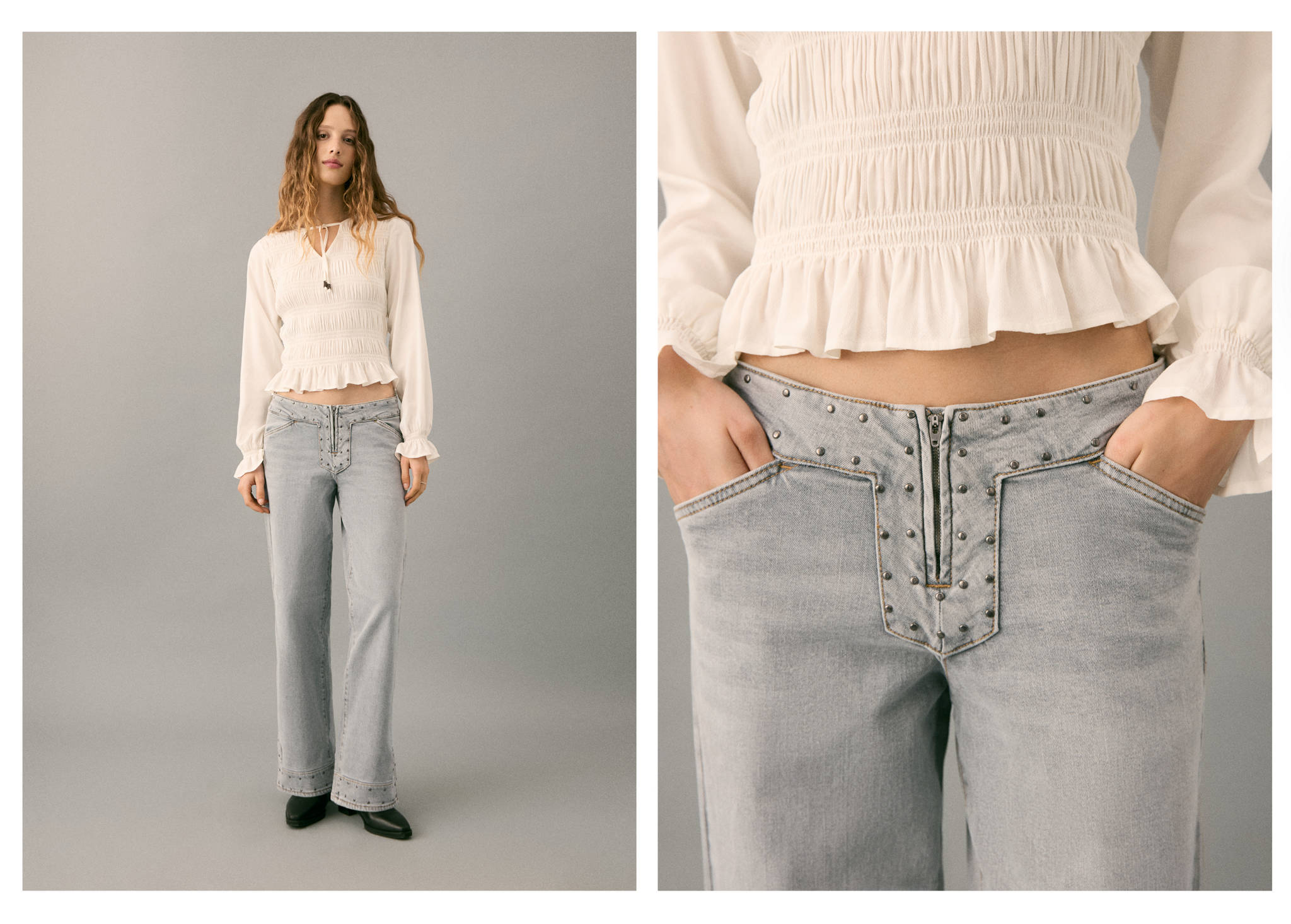 Low-waist studded jeans - Panoramic plane