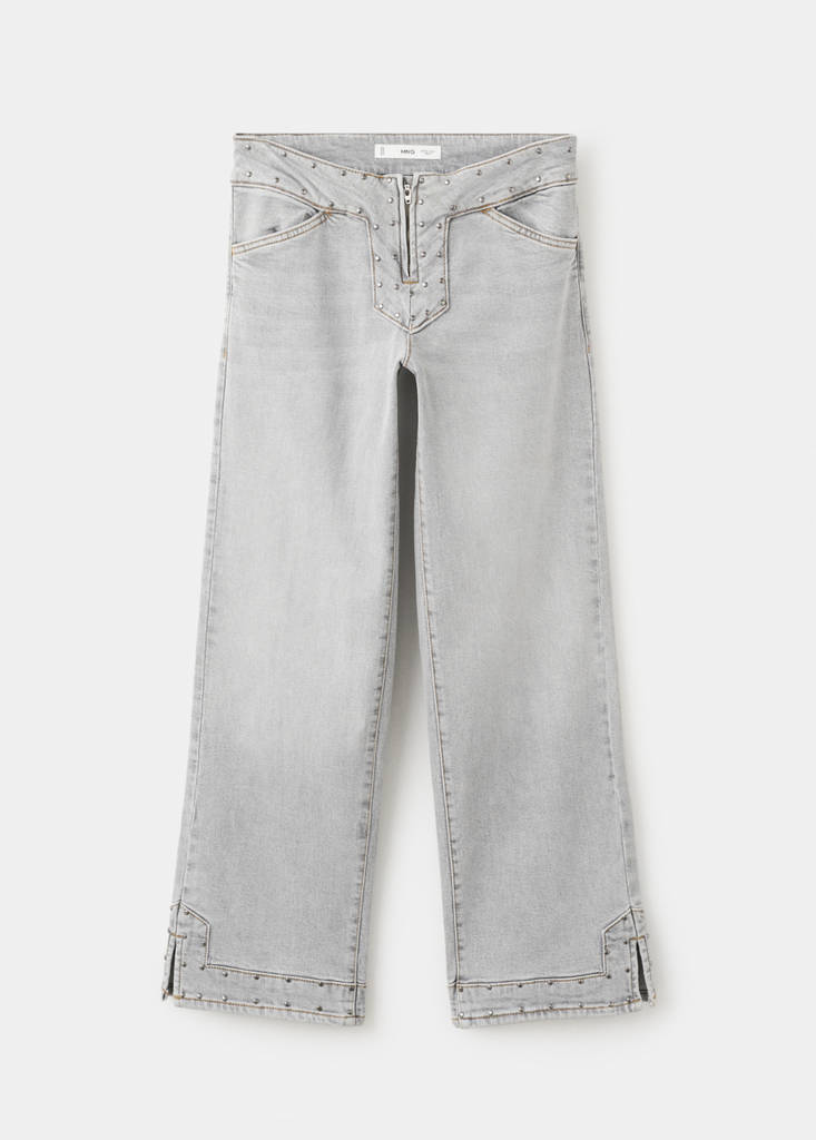 Low-waist studded jeans — Denim Grey
