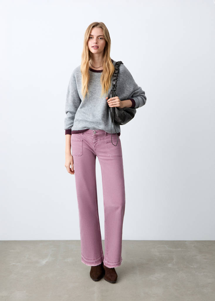 Frayed hem straight jeans — Pale Pink